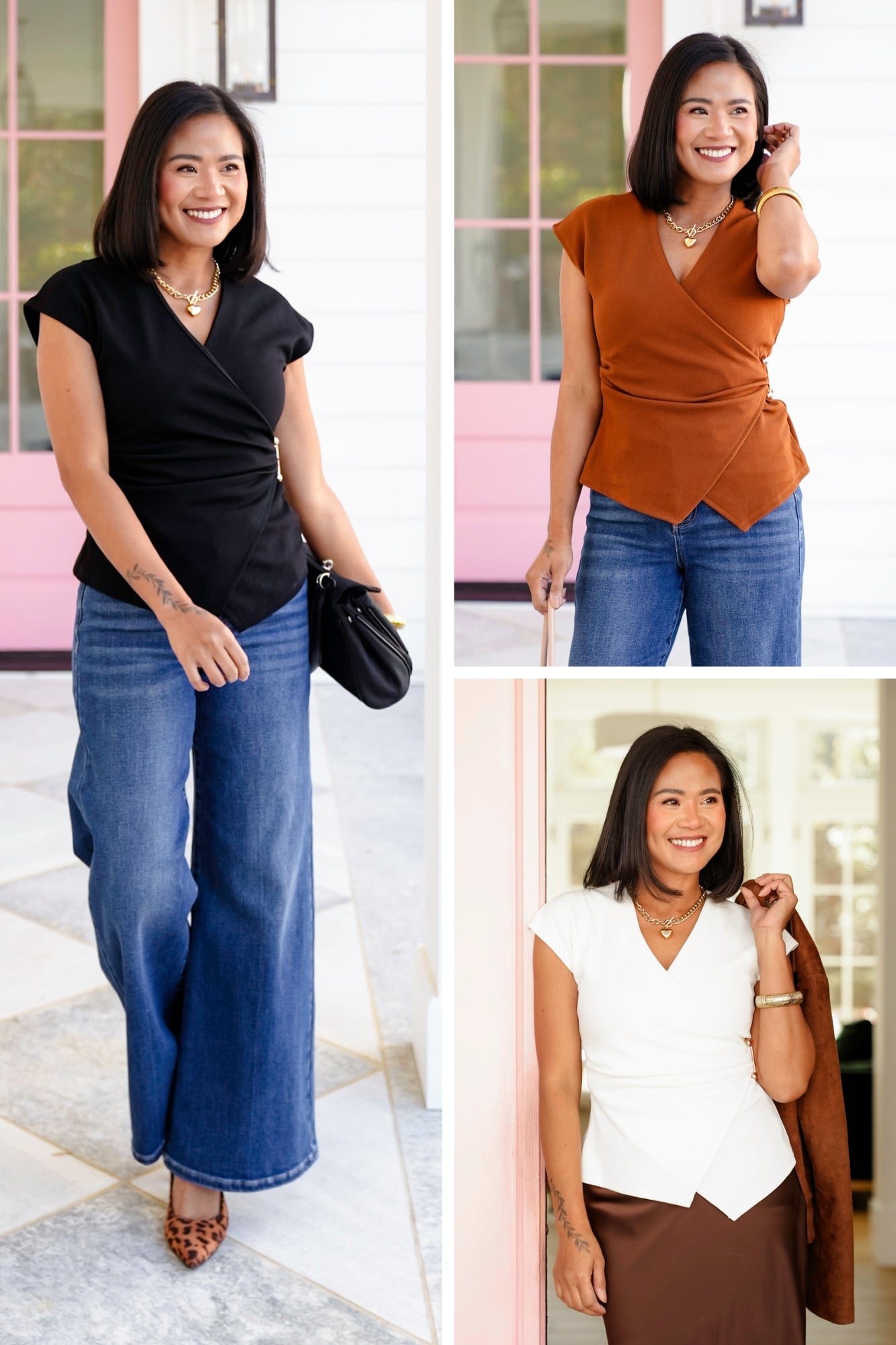 Cap Sleeve Surplice Neck Top