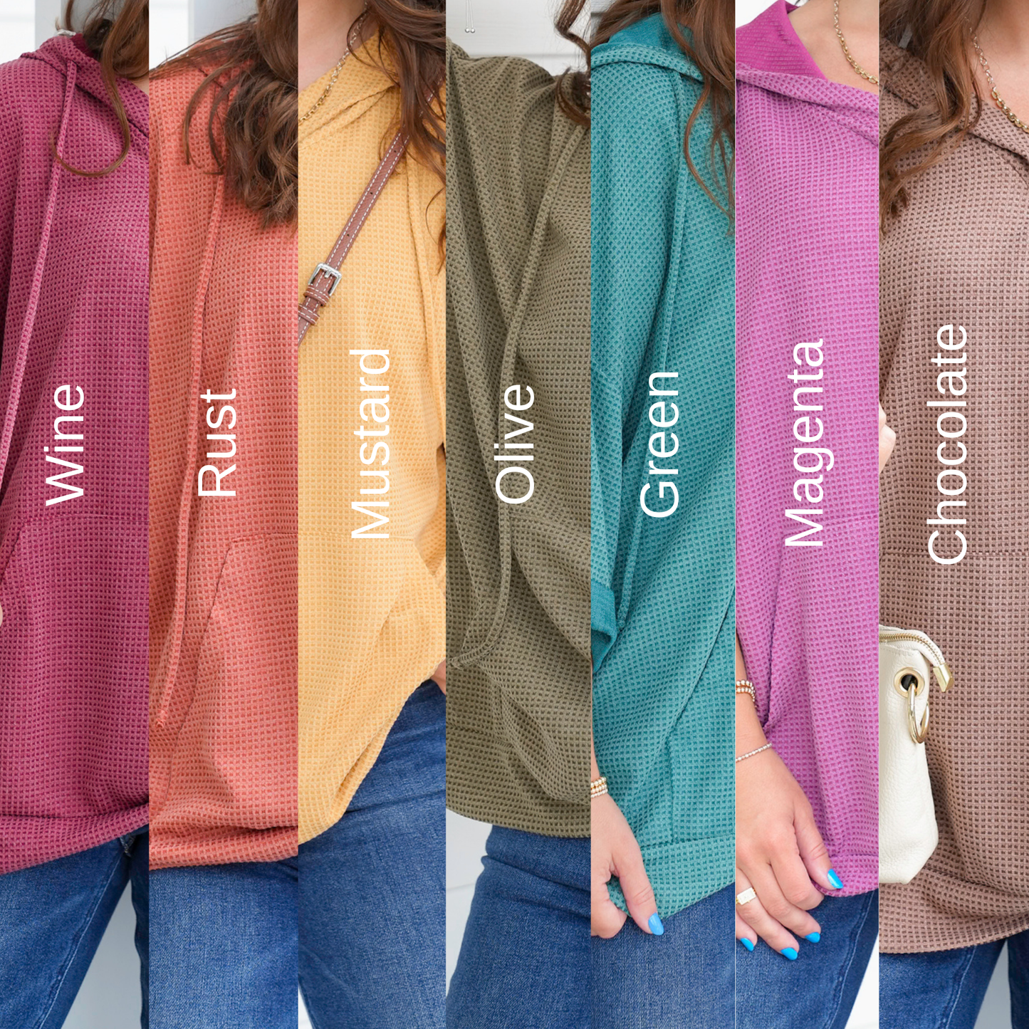 Door Buster! Plus/Reg Textured 3/4 Sleeve Hoodie Top with Front Pocket