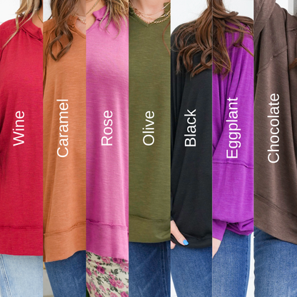 Door Buster! Plus/Reg Long Sleeve V Neck Tunic Top