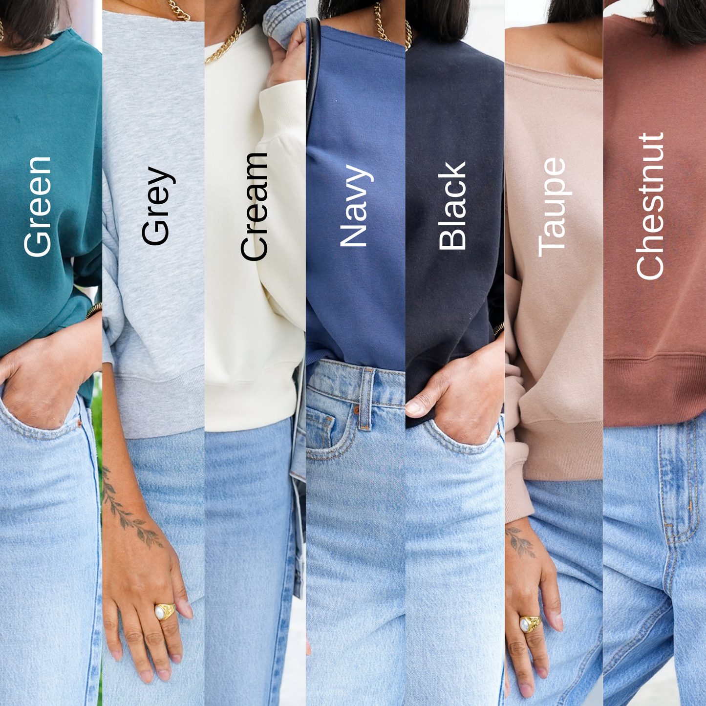 Door Buster! Solid Long Sleeve Boat Neck Sweatshirt