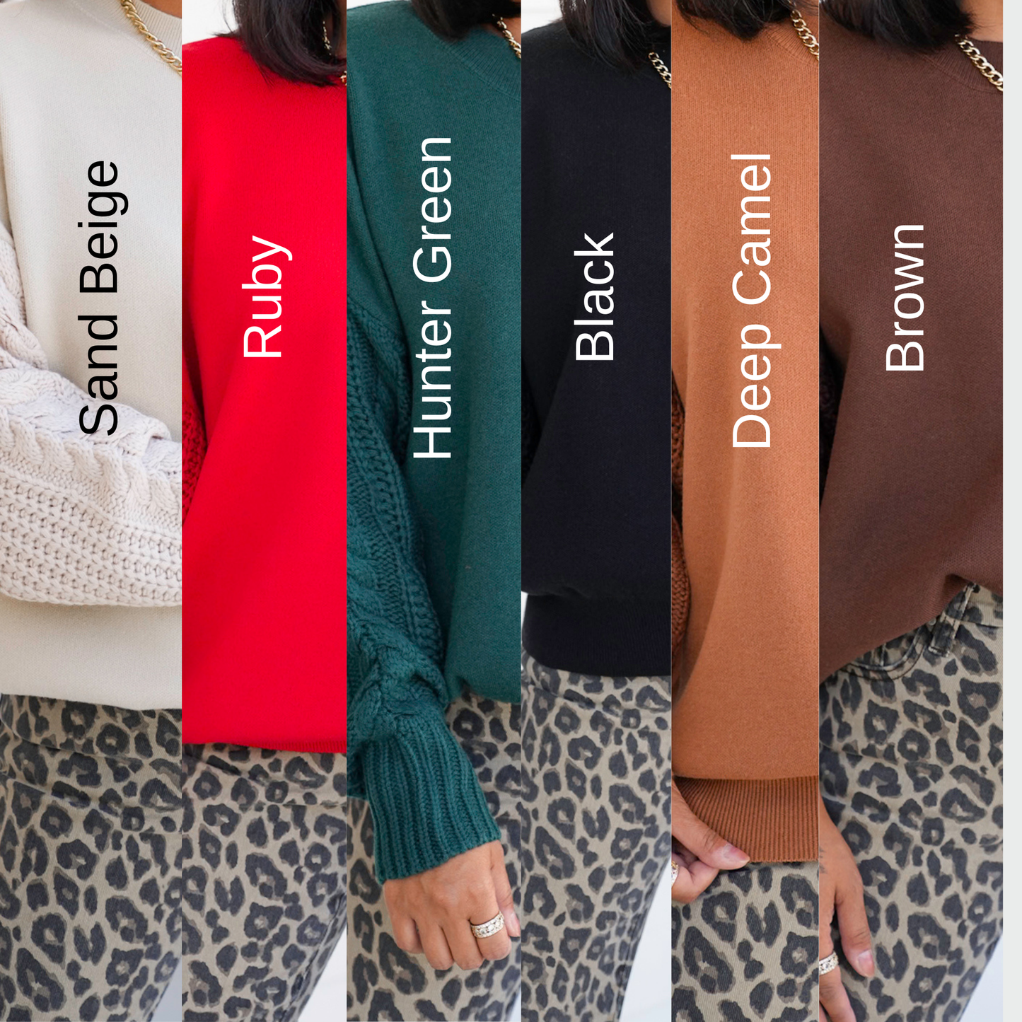 Door Buster! Zenana Cable Knit Sleeve Round Neck Sweater