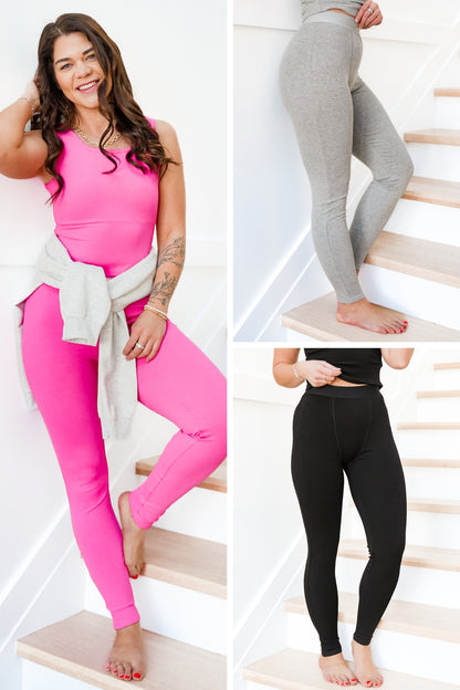 Solid Baby Ribbed High Waist Leggings