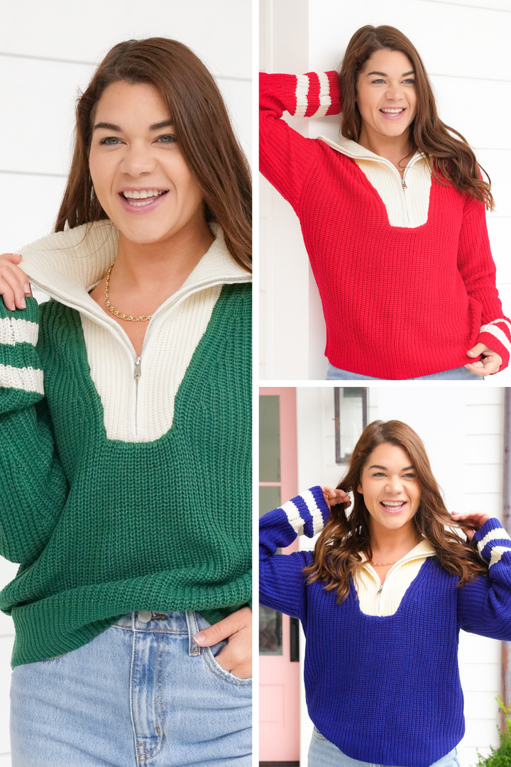 Long Sleeve Half Zip Knit Sweater