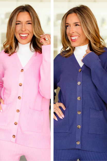 Ribbed Knit Long Sleeve Cardigan Sweater