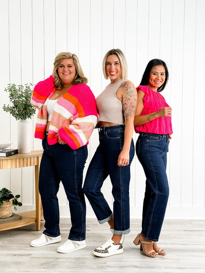 Judy Blue Straight Snatched High Rise Dark Wash Tummy Control Non Distressed Straight Leg Jeans
