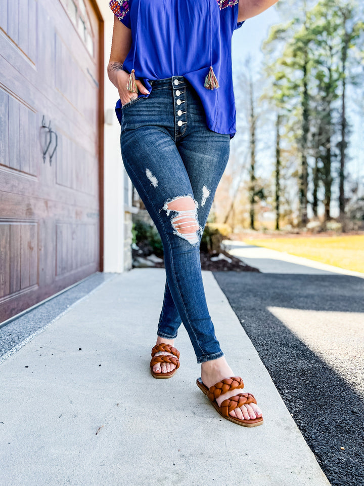Judy Blue Dark Wash High Rise Button Fly Skinny Jeans