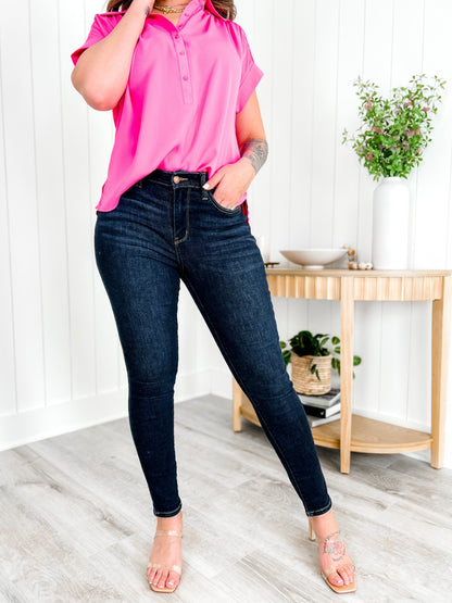 Judy Blue Everyday Wear 3.0 (High Rise) Dark Wash High Waist Skinny with Handsanding
