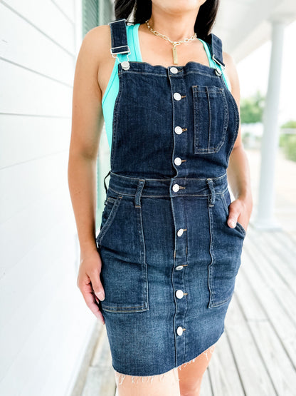 Judy Blue High Rise Dark Wash Overall Skirt