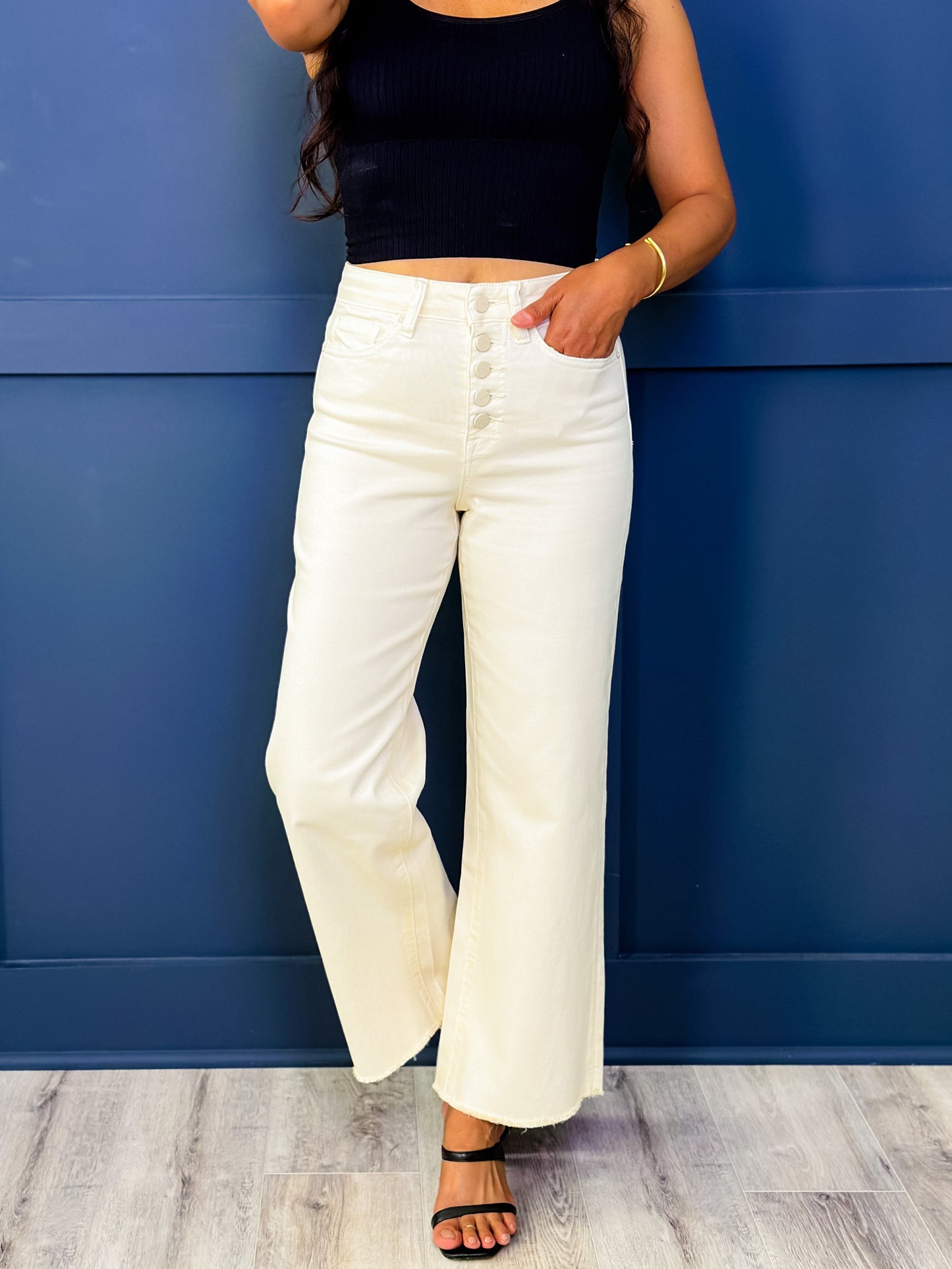 Mica High Rise Whitecap Gray Wide Crop Jeans