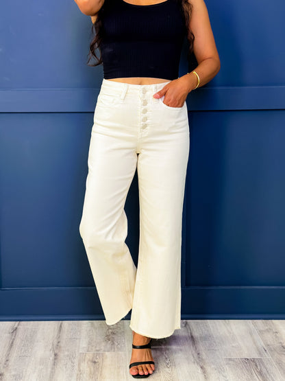 Mica High Rise Whitecap Gray Wide Crop Jeans
