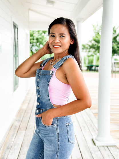 Judy Blue High Rise Control Top Non Distressed Flare Overall