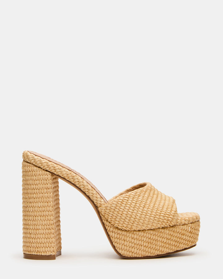 Steve Madden Raffia Open Toe Platform Heel Mule