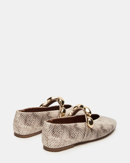 Steve Madden Animal Print Ballet Flats with Gold Link Strap