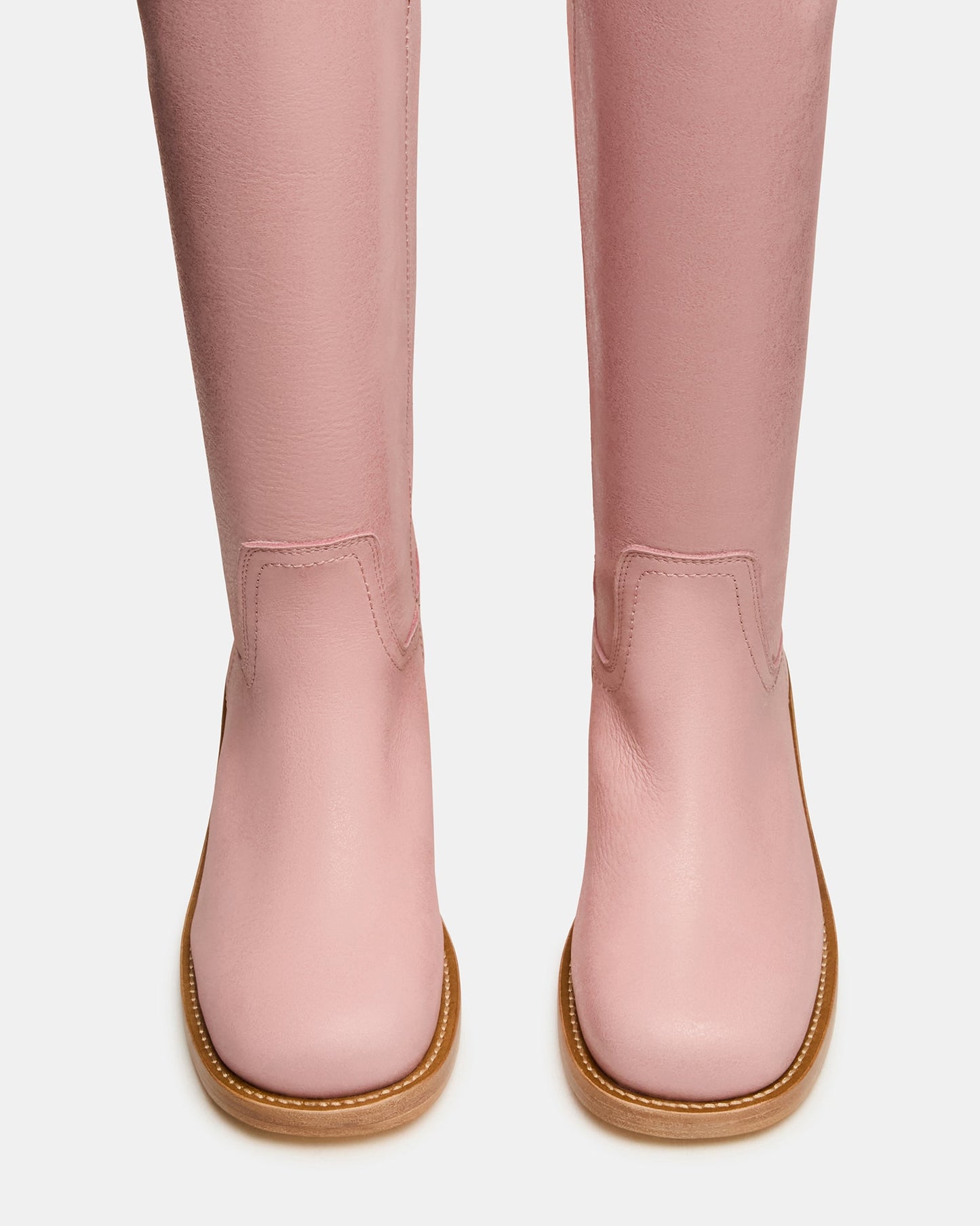 Steve Madden Leather Mid Calf Pull On Boot with Block Heel