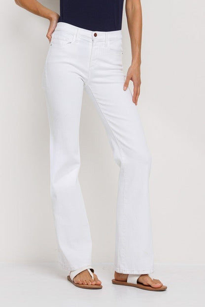 Sneak Peek Mid Rise White Bootcut Denim