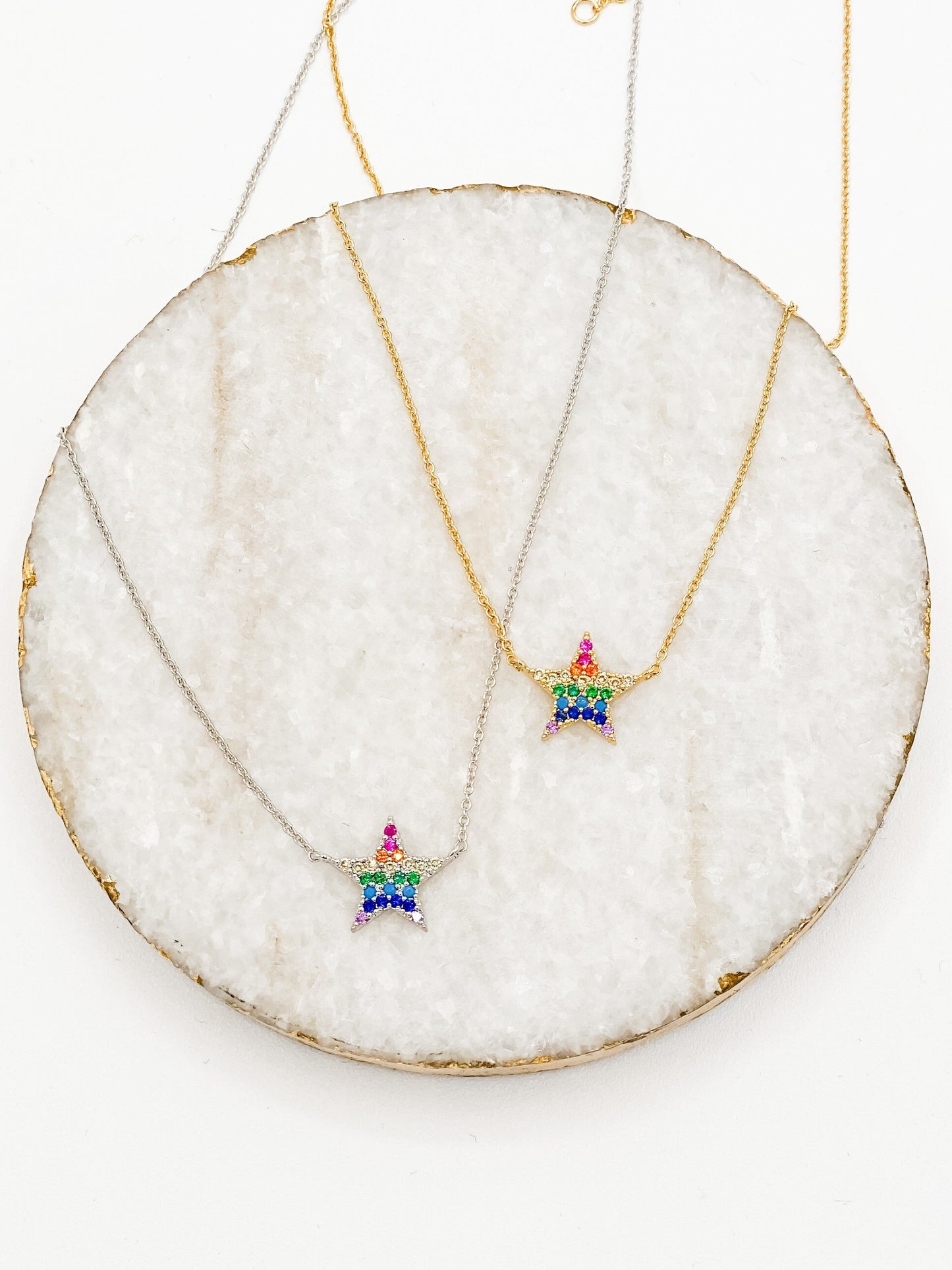 Mini Rainbow Star Charm Necklace