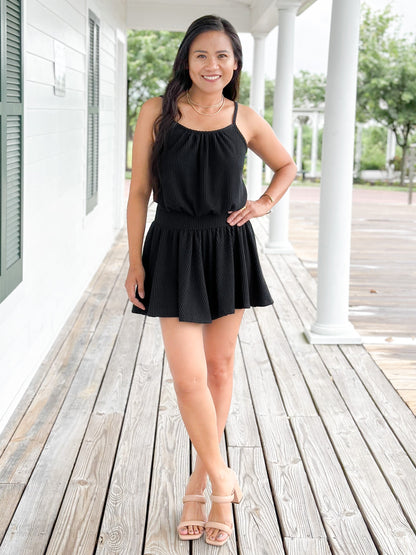 Plus/Reg Sleeveless Rib Knit Romper With Elastic Waist