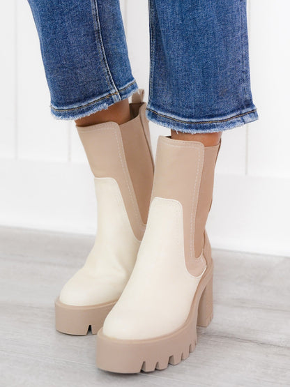 MIA Color Block Chunky Heel Boot