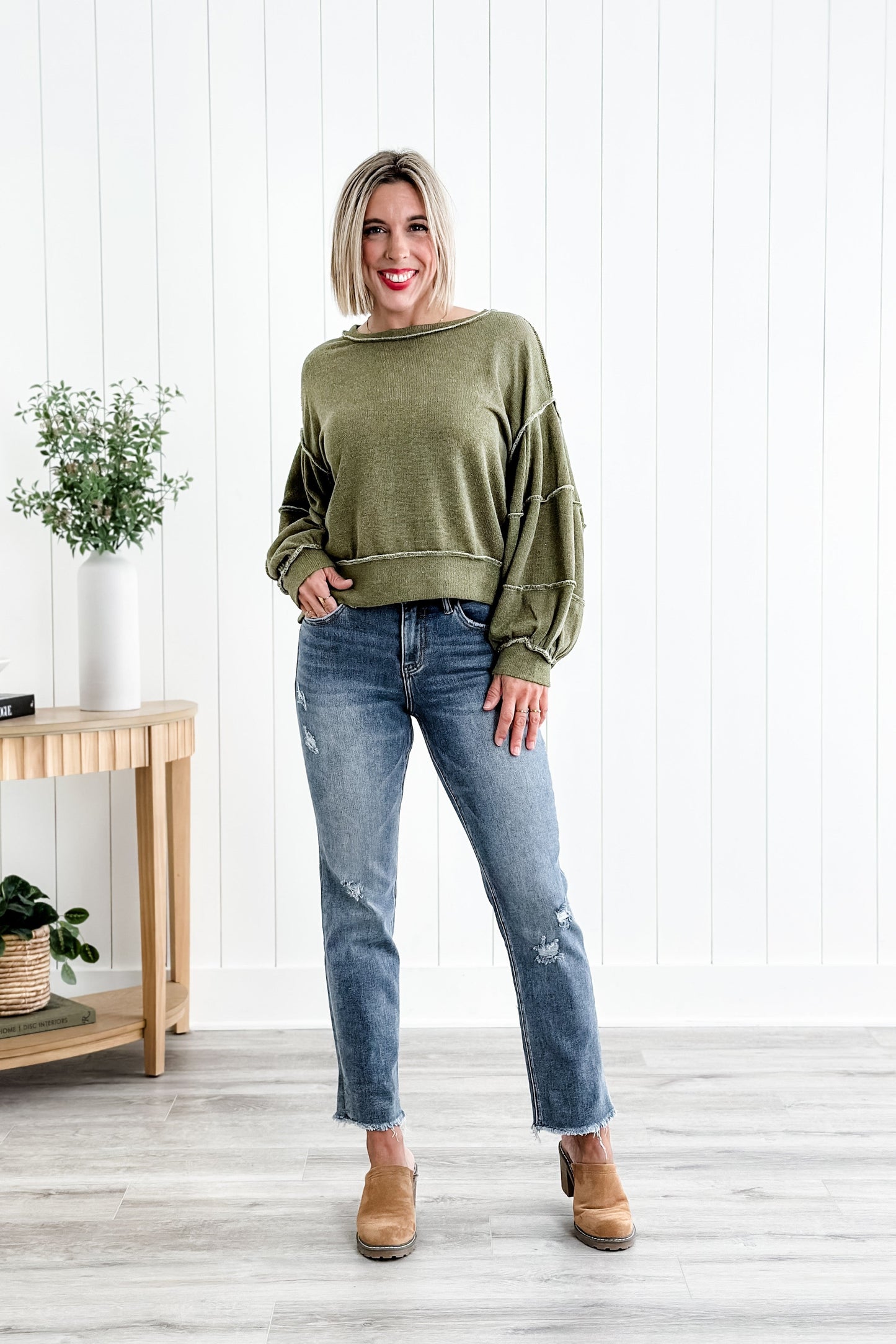 Lovervet High Rise Medium Wash Distressed Straight Leg Jeans