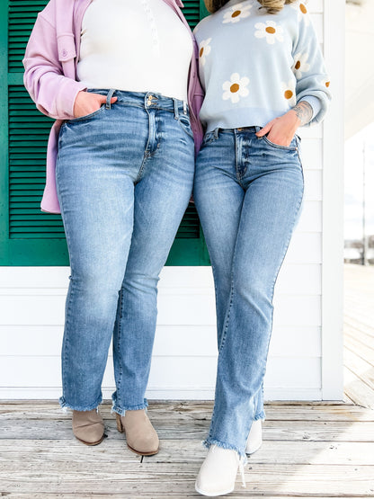 Judy Blue Easy Like Sunday Morning High Rise Medium Wash Double Button Bootcut Jeans