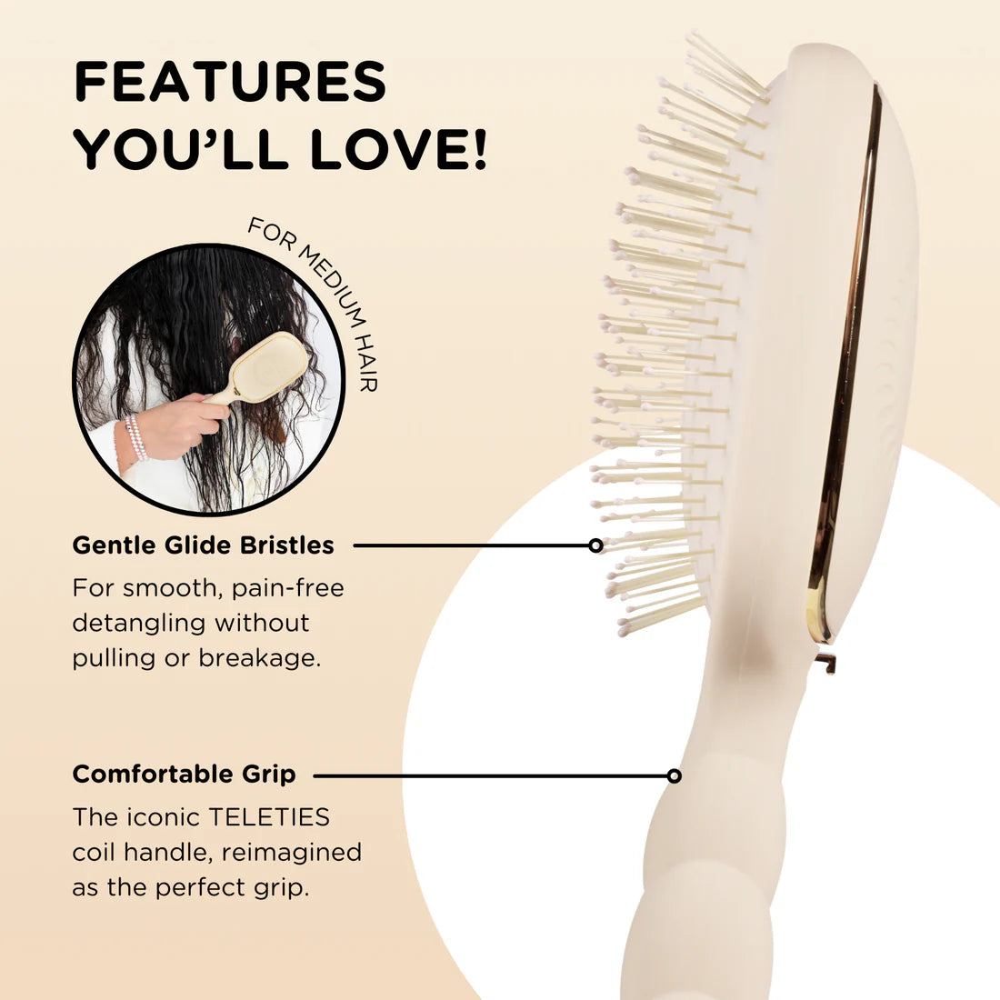 Teleties Detangler Hair Brush for Medium Hair *Final Sale*