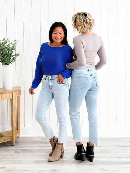 Lovervet High Rise Light Wash Slim Straight Leg Jeans