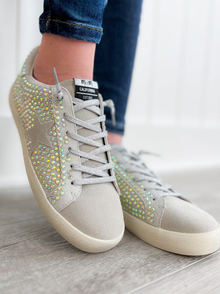 Iridescent Rhinestone Glam Sneaker