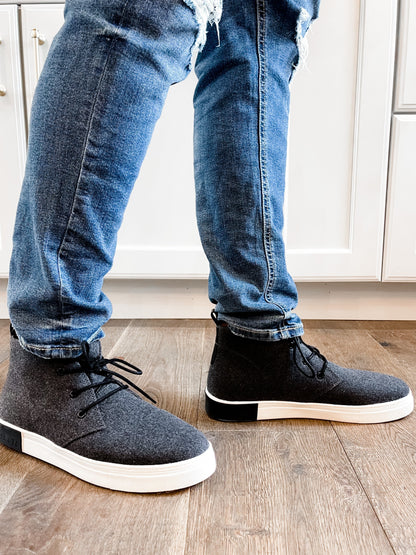 Men's Charcoal Flannel High Top Sneakers