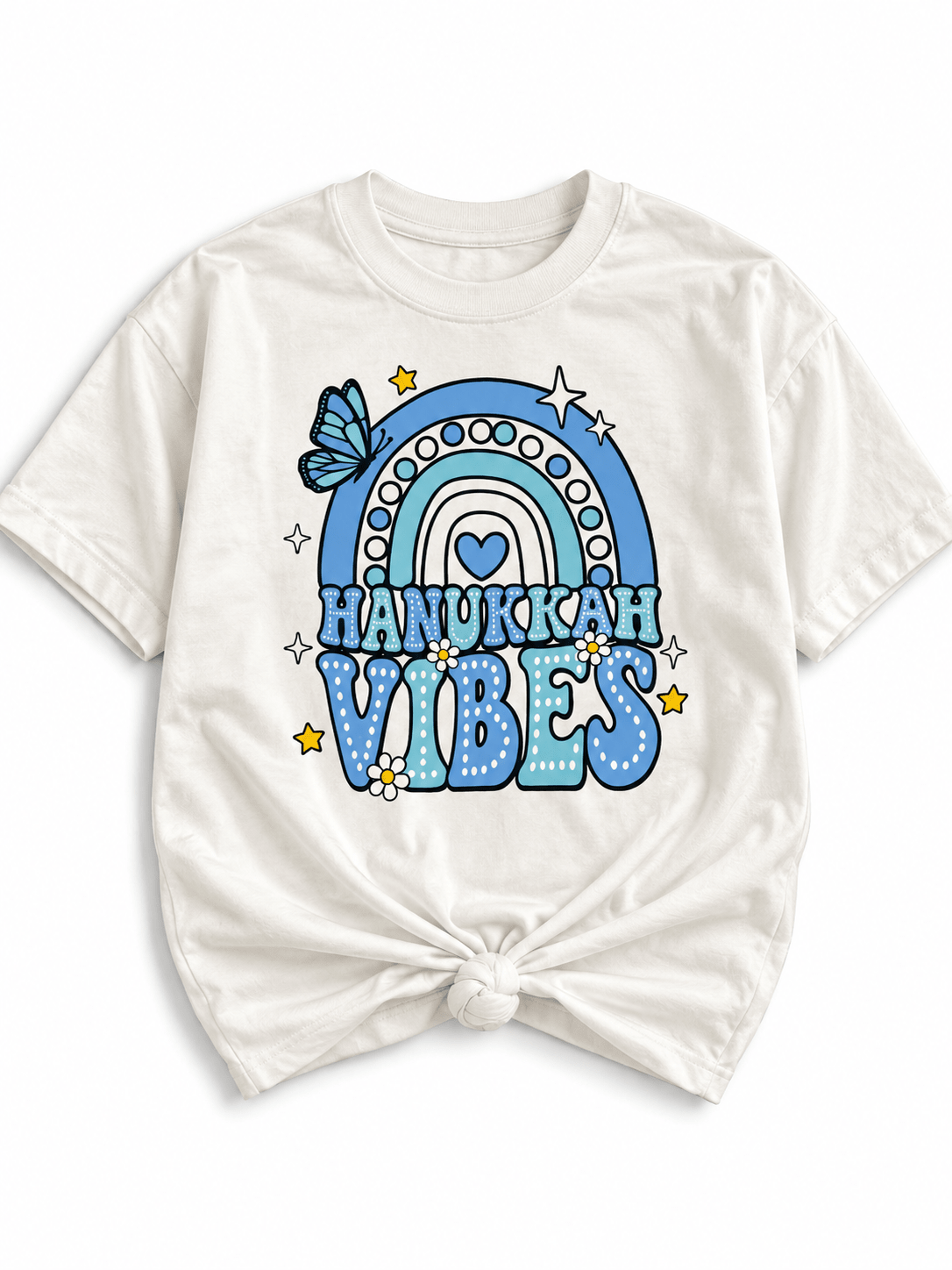 Plus/Reg Short Sleeve "Hanukkah Vibes" Graphic Tee - Freckled Poppy