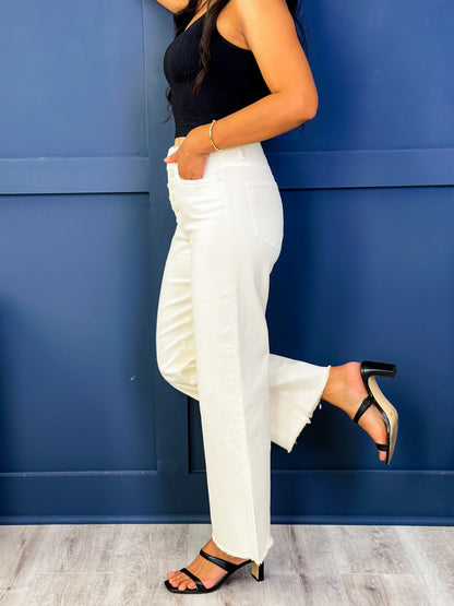Mica High Rise Whitecap Gray Wide Crop Jeans