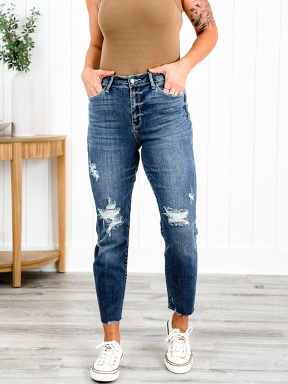 Judy Blue Here Comes The Sun Medium Wash High Rise Distressed Relaxed Fit Jeans