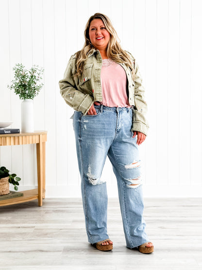 Judy Blue Cruel Summer High Rise Rigid 90s Destroyed Straight Leg Jeans