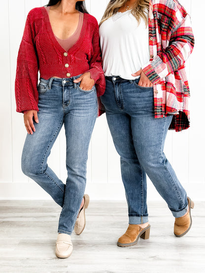 Judy Blue Friends Forever Medium Wash Mid Rise Classic Slim Fit Jeans