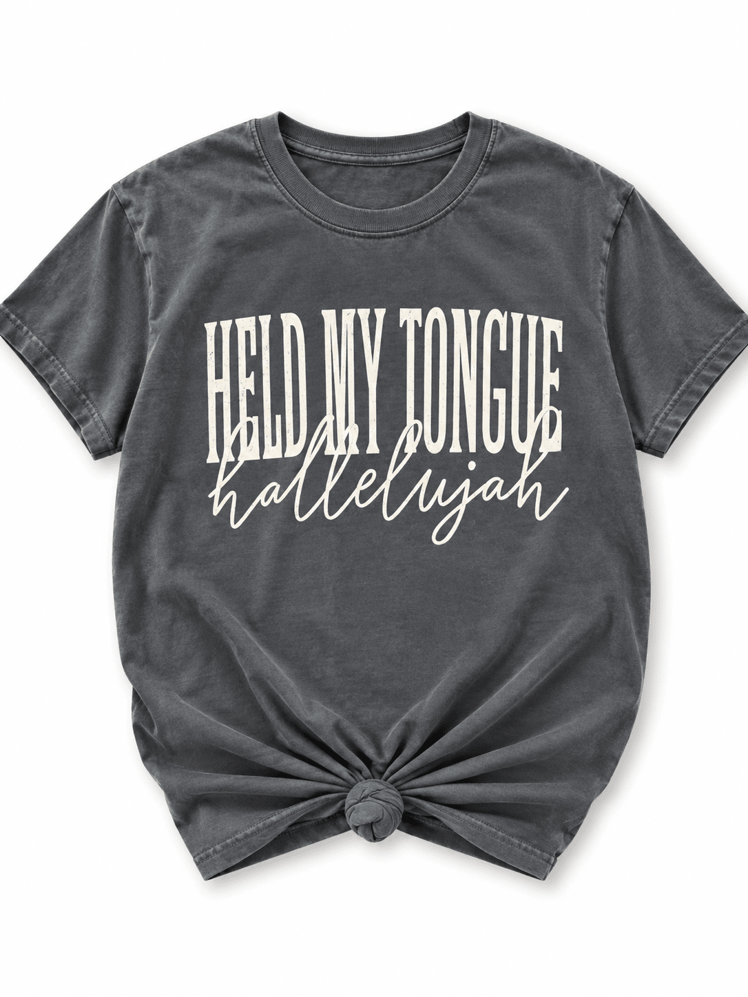 Plus/Reg Short Sleeve "Held My Tongue Hallelujah" Graphic Tee - Freckled Poppy