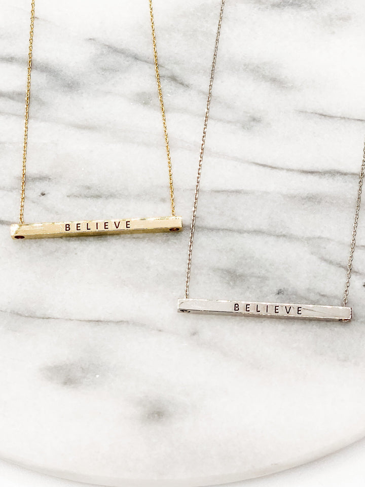 "Believe" Message Bar Necklace