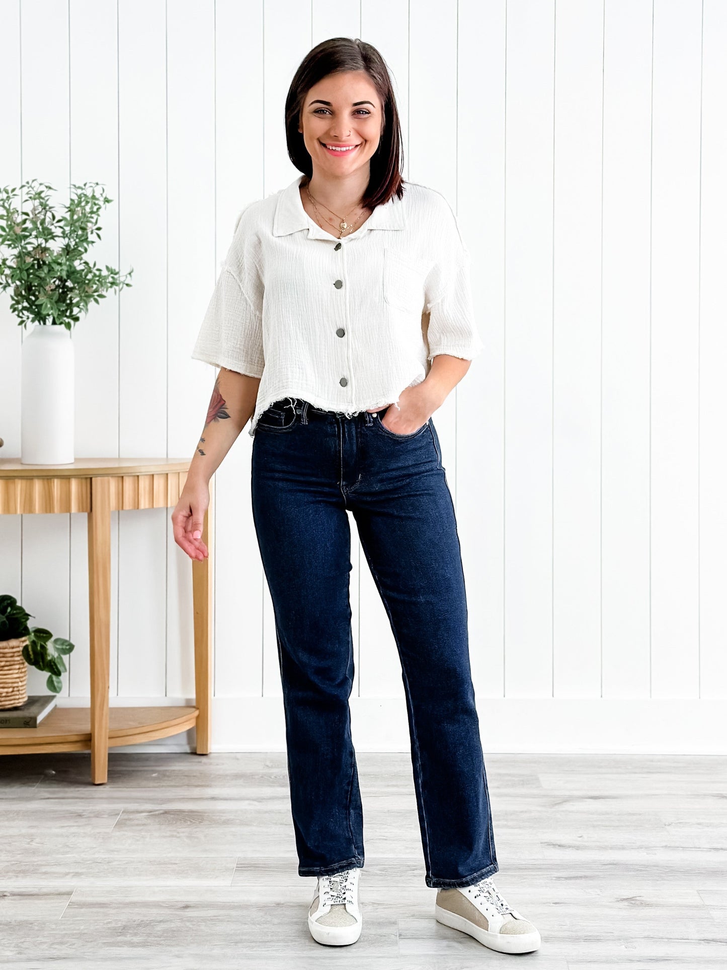 Judy Blue Straight Snatched High Rise Dark Wash Tummy Control Non Distressed Straight Leg Jeans