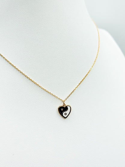 Love, Poppy Yin Yang Heart Necklace