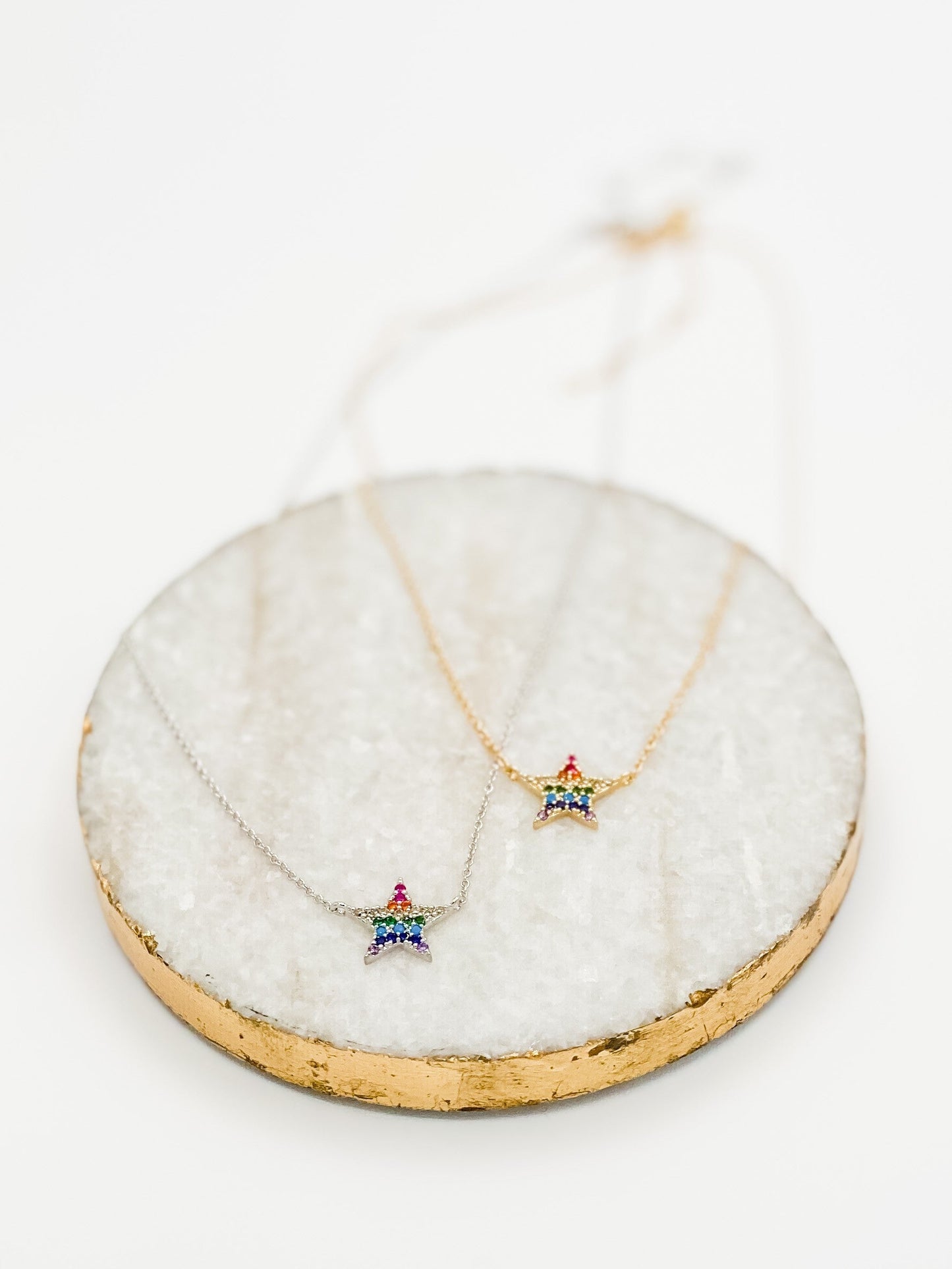 Mini Rainbow Star Charm Necklace