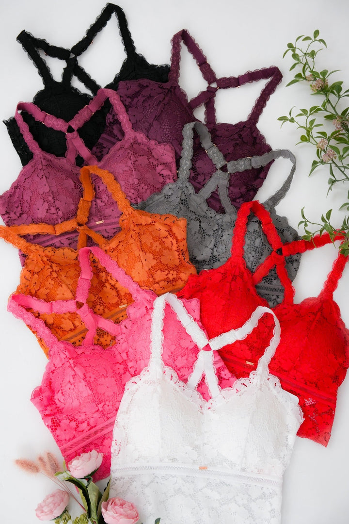 Restocks!! Plus/Reg Lace Racerback Bralette With Adjustable Straps (Multiple Colors)