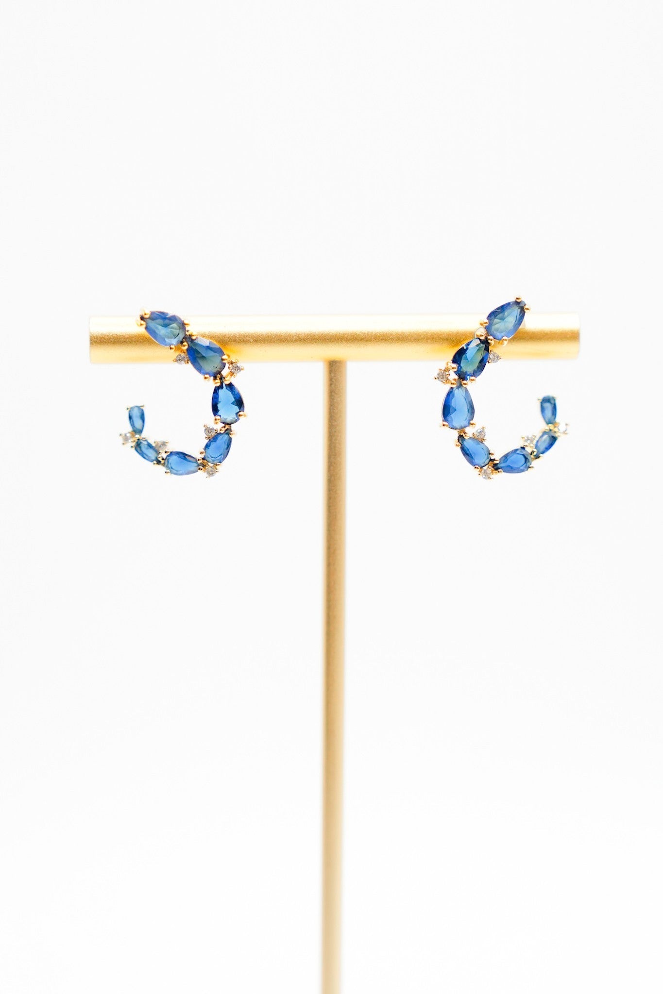 Love, Poppy Montana Blue Crystal Paved Curl Earring (Multiple Colors)
