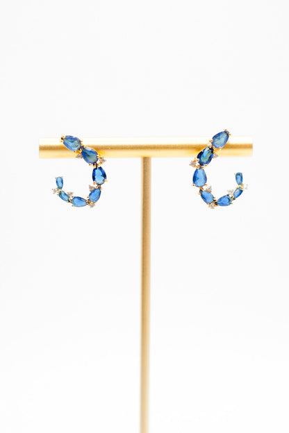 Love, Poppy Montana Blue Crystal Paved Curl Earring (Multiple Colors)