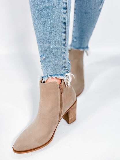 RESTOCK!! MIA Western Inspired Pointed Toe Stone Boot With Block Heel & Side Zipper
