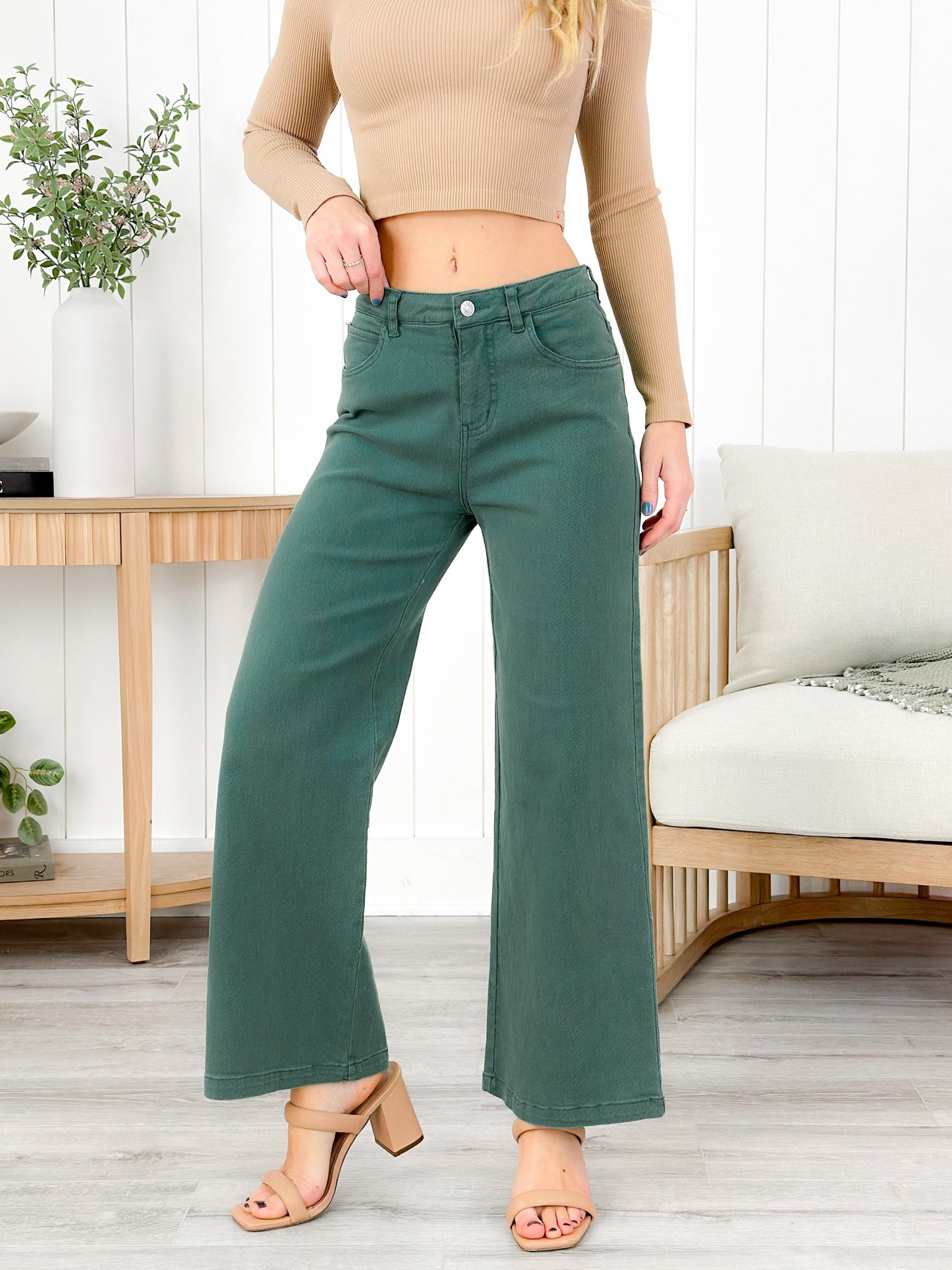 Plus/Reg Mineral Wash High Waist Wide Leg (Multiple Colors)