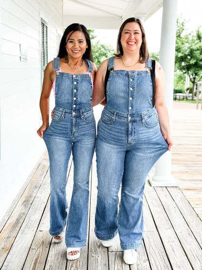 Judy Blue High Rise Control Top Non Distressed Flare Overall