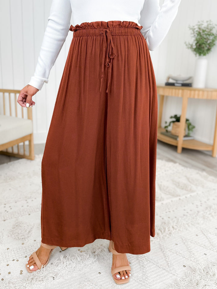 Elastic Waist Wide Leg Pants With Side Pockets (Multiple Colors)