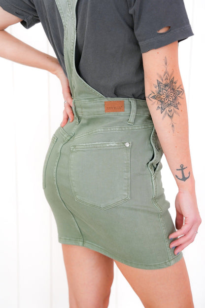 Judy Blue Green Garment Dyed Overall Skirt