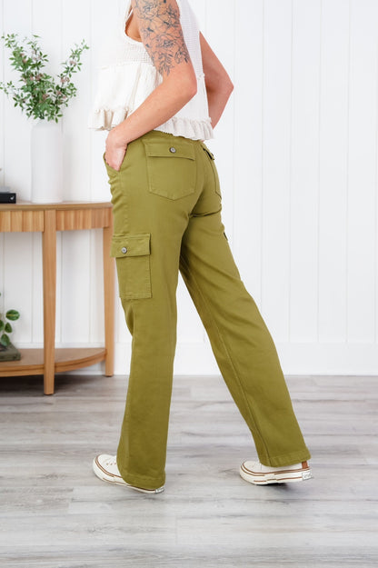 Judy Blue High Rise Matcha Straight Leg Cargo Jeans