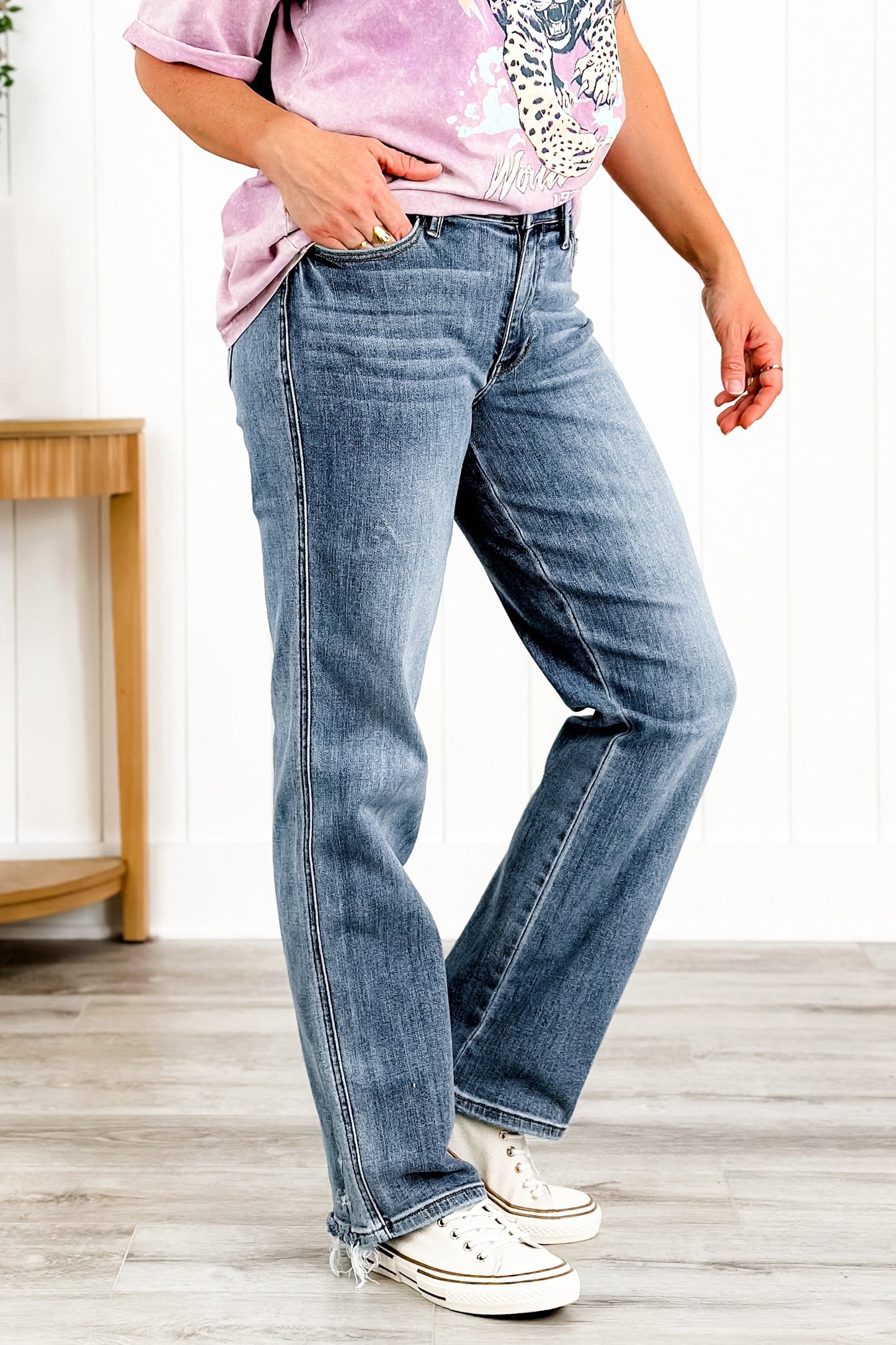 Judy Blue Holla Back Medium Wash Cell Phone Pocket Straight Leg Jeans