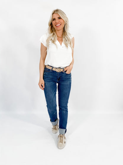 Judy Blue midrise double cuff long boyfriend