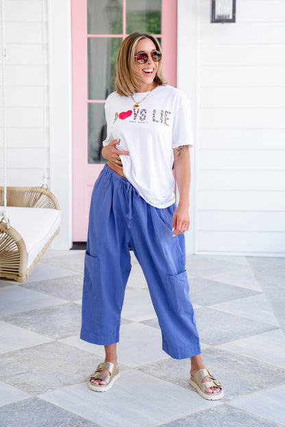 Elastic Waist Harem Pants with Drawstring Detail